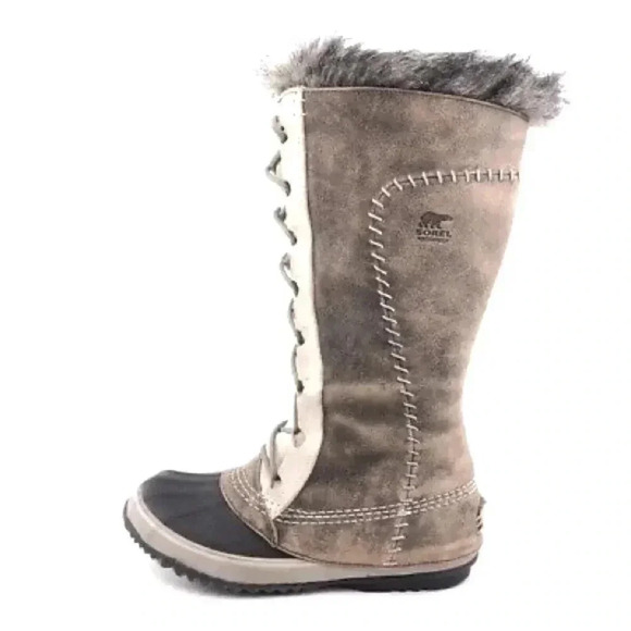 Sorel Suede Leather Waterproof Cate The Great Winter Boots - Tusk Stone - Picture 1 of 10